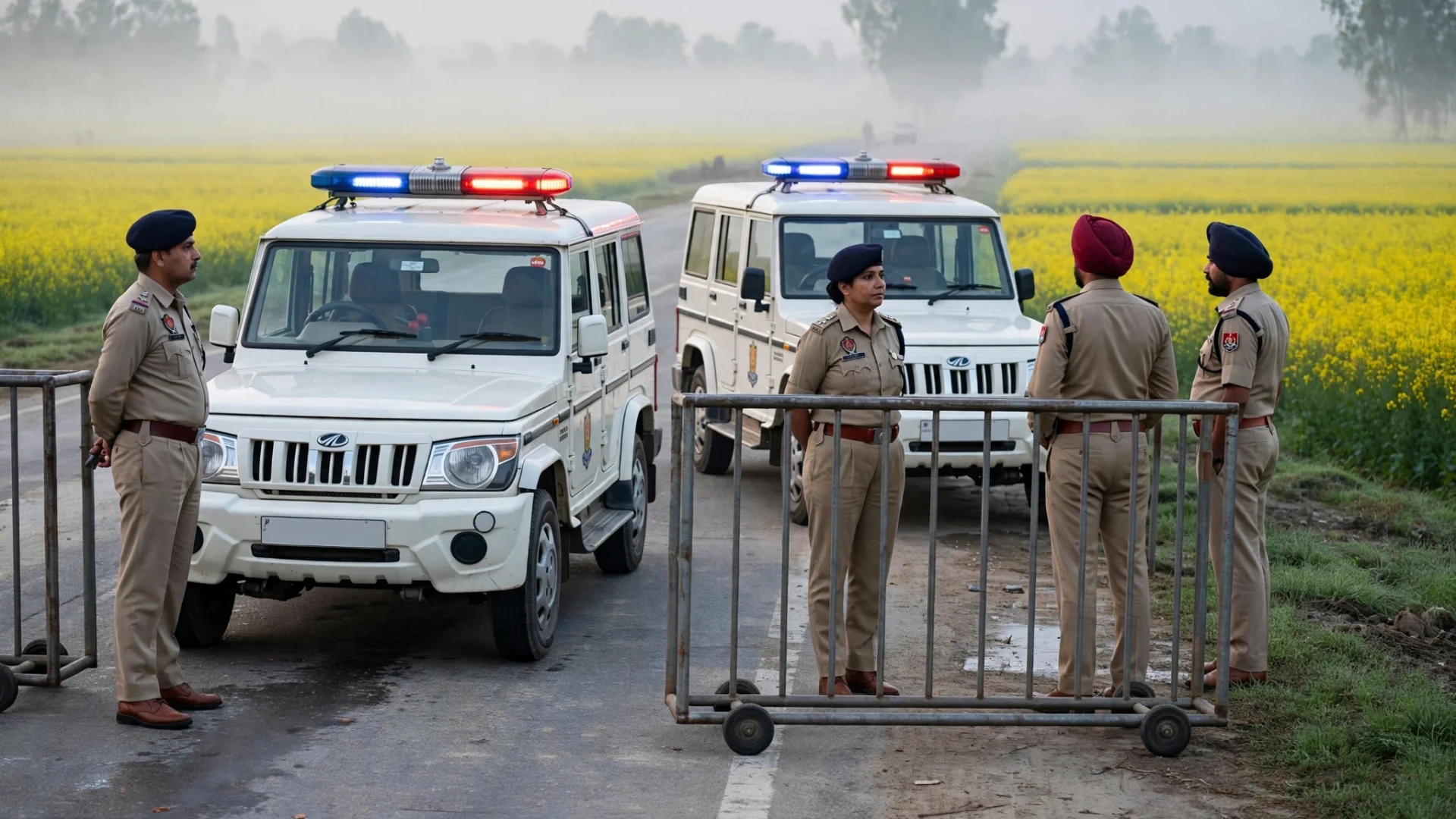 ਪੰਜਾਬ ਪੁਲਿਸ ਦਾ ਹਾਈਵੇ ਨਾਕਾ — ਨਵਾਂਸ਼ਹਿਰ ਵਿੱਚ ਏਜੀਟੀਐੱਫ ਕਾਰਵਾਈ ਦੌਰਾਨ ਤਾਇਨਾਤ ਪੁਲਿਸ ਜਵਾਨ